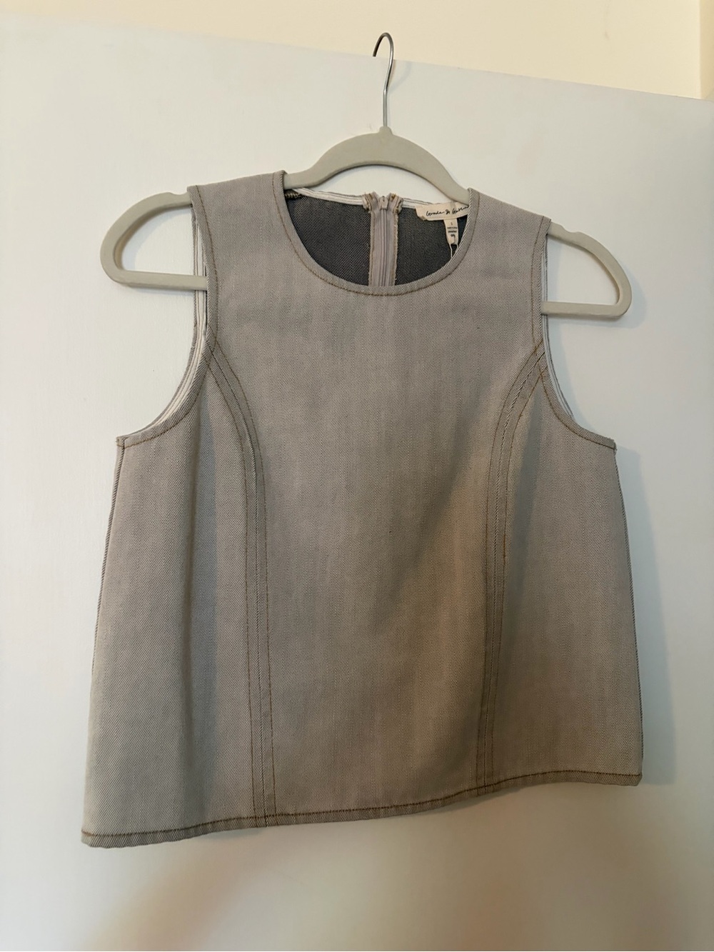 Grade & Gather Stretch Denim Sleeveless Top Mist Grey